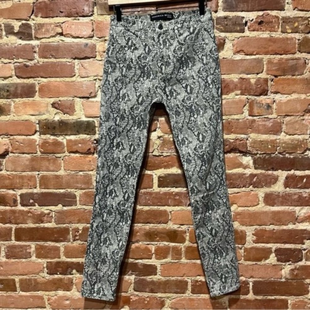 Veronica Beard Jeans Kate Skinny High Rise 4/27 Nude Python Snakeskin